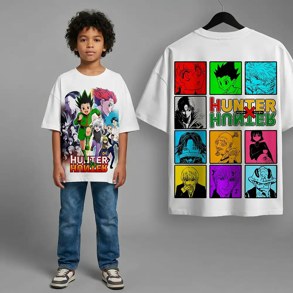 Oversized T-shirt Hunter X Hunter Teshirt Blanc Anime Manga Japan Fashion Tshirt – Image 3