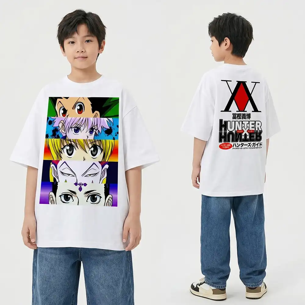 Oversized T-shirt Hunter X Hunter Teshirt Blanc Anime Manga Japan Fashion Tshirt – Image 3