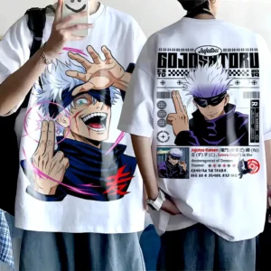 Oversized T-shirt Jujutsu Kaisen Teshirt Blanc Anime Manga Japan Gojo Satoru Tshirt