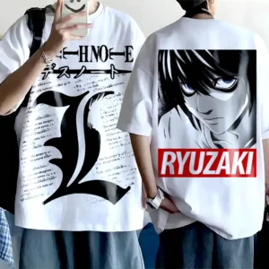 Oversized T-shirt Death Note Teshirt Blanc Anime Manga L Japan Fashion Tshirt