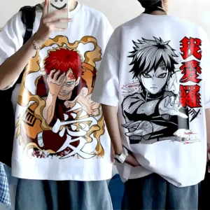 Oversized T-shirt Naruto Shippuden Teshirt Blanc Anime Manga Japan Gaara Fashion Tshirt