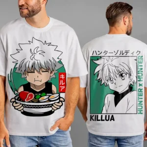 Oversized T-shirt Hunter X Hunter Teshirt Blanc Anime Manga Japan Kirua Zoldik Fashion Tshirt Killua