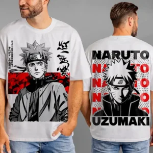 Oversized T-shirt Naruto Uzumaki Teshirt Blanc Anime Manga Japan Fashion Tshirt