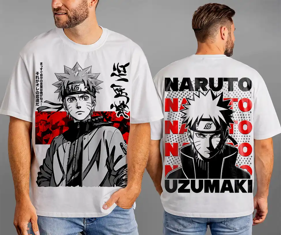 Oversized T-shirt Naruto Uzumaki Teshirt Blanc Anime Manga Japan Fashion Tshirt