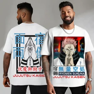 Oversized T-shirt Jujutsu Kaisen Teshirt Blanc Anime Manga Japan Sukuna Tshirt
