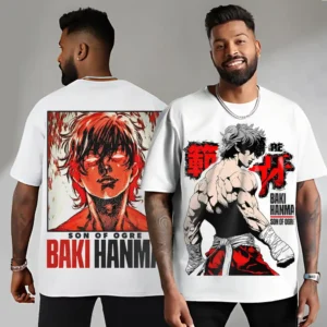 Oversized T-shirt Baki Hanma Teshirt Blanc Anime Manga Japan Fashion Tshirt