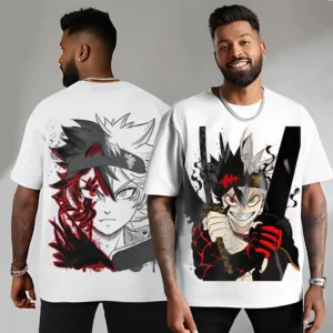 Oversized T-shirt Black Clover Teshirt Blanc Anime Manga Japan Asta Fashion Tshirt
