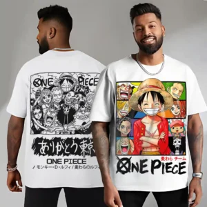 Oversized T-shirt One Piece Teshirt Blanc Anime Manga Japan Mugiwara Fashion Tshirt