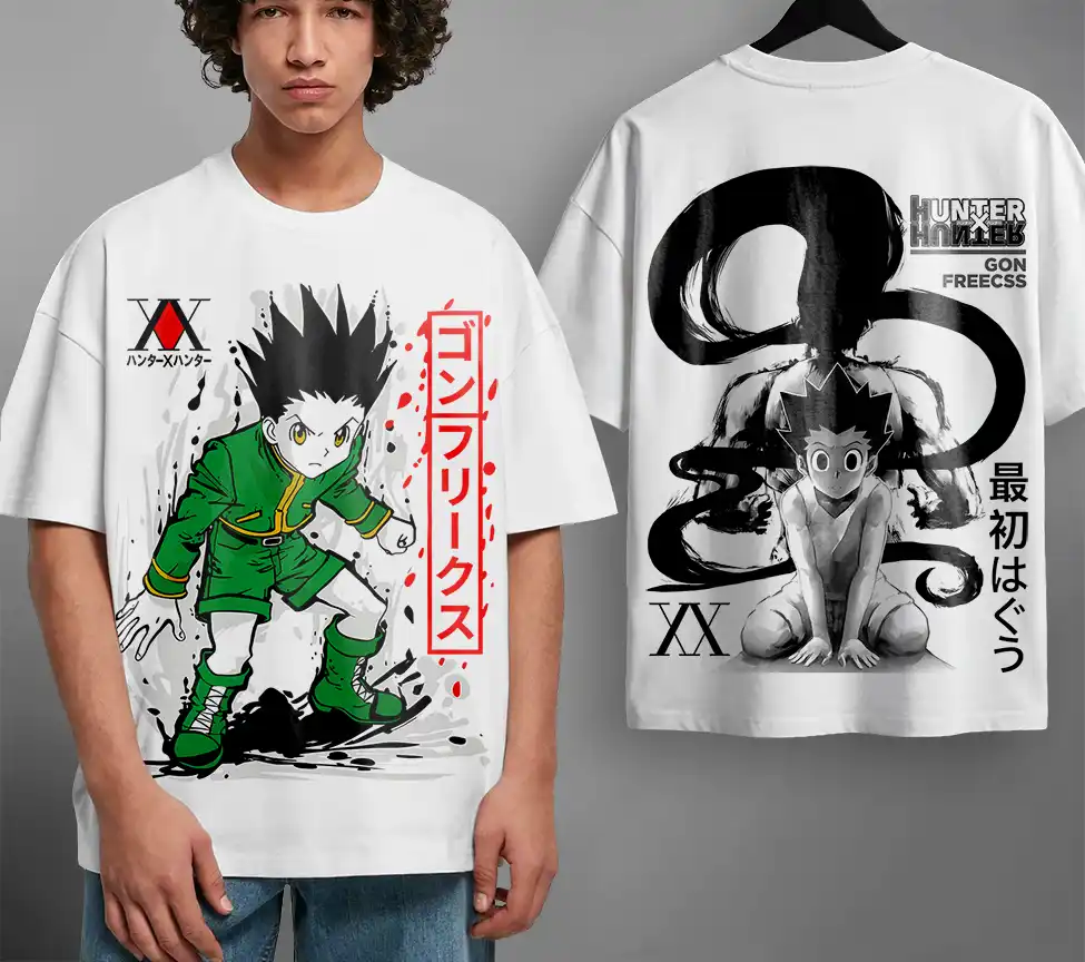 Oversized T-shirt Hunter X Hunter Teshirt Blanc Anime Manga Japan Gon Fashion Tshirt