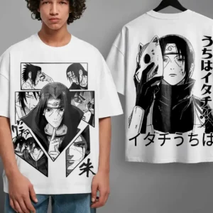 Oversized T-shirt Naruto Shippuden Teshirt Blanc Anime Manga Japan itachi Uchiha Fashion Tshirt