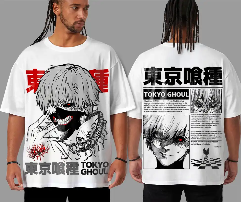 Oversized T-shirt Tokyo Ghoul Teshirt Blanc Anime Manga Japan Kaneki Fashion Tshirt