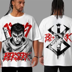 Oversized T-shirt Berserk Teshirt Blanc Anime Manga Japan Guts Fashion Tshirt