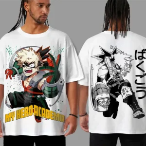Oversized T-shirt My Hero Academia Teshirt Blanc Anime Manga Japan Bakugo Fashion Tshirt