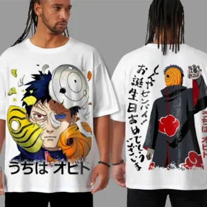 Oversized T-shirt Naruto Shippuden Teshirt Blanc Anime Manga Japan Obito Fashion Tshirt