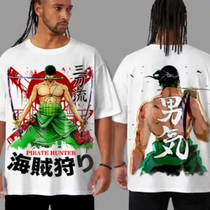 Oversized T-shirt One Piece Teshirt Blanc Anime Manga Japan Zoro Fashion Tshirt