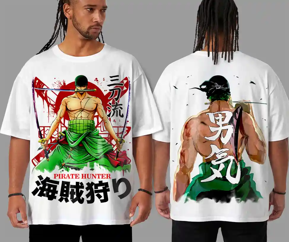 Oversized T-shirt One Piece Teshirt Blanc Anime Manga Japan Zoro Fashion Tshirt