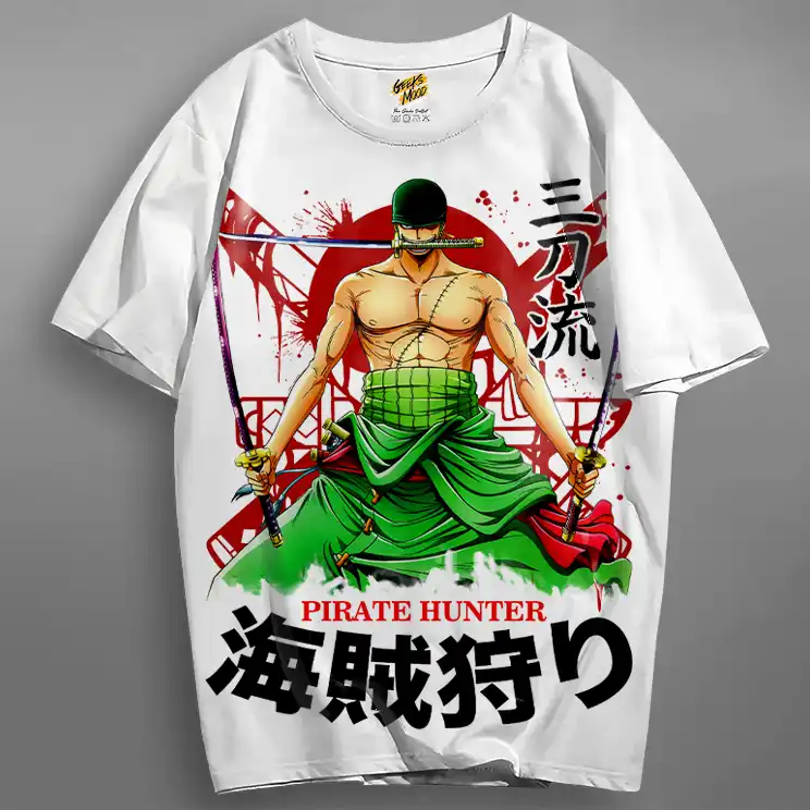 Oversized T-shirt One Piece Teshirt Blanc Anime Manga Japan Zoro Fashion Tshirt – Image 3