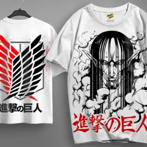 Oversized T-shirt Attack on Titan Teshirt Blanc Anime Manga Japan Eren Fashion Tshirt