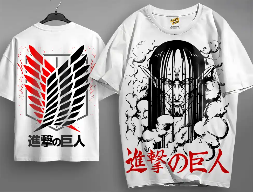 Oversized T-shirt Attack on Titan Teshirt Blanc Anime Manga Japan Eren Fashion Tshirt