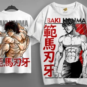 Oversized T-shirt Baki Hanma Teshirt Blanc Anime Manga Japan Fashion Tshirt