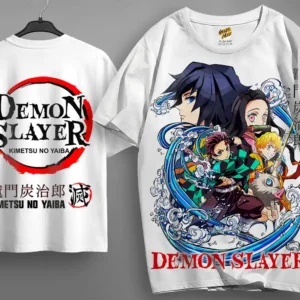 Oversized T-shirt Demon Slayer Teshirt Blanc Anime Manga Japan Kimetu No Yaiba Fashion Tshirt