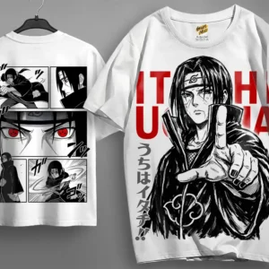 Oversized T-shirt Naruto Teshirt Blanc Anime Manga Japan itachi Uchiha Fashion Tshirt