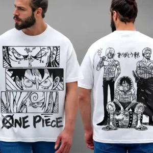 Oversized T-shirt One Piece Teshirt Blanc Anime Manga Japan Luffy Sanji Zoro Fashion Tshirt
