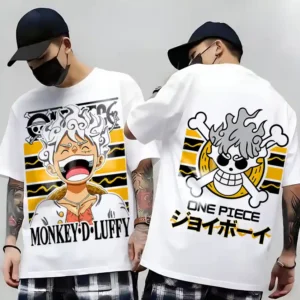 Oversized T-shirt One Piece Teshirt Blanc Anime Manga Japan Luffy Joy Boy Fashion Tshirt