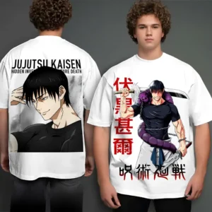Oversized T-shirt Jujutsu Kaisen Teshirt Blanc Anime Manga Japan Toji Fushiguro Tshirt