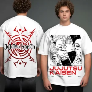 Oversized T-shirt Jujutsu Kaisen Teshirt Blanc Anime Manga Japan Tshirt