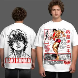 Oversized T-shirt Baki Hanma Teshirt Blanc Anime Manga Japan Fashion Tshirt