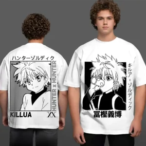 Oversized T-shirt Hunter X Hunter Teshirt Blanc Anime Manga Japan Kirua Zoldik Fashion Tshirt Killua
