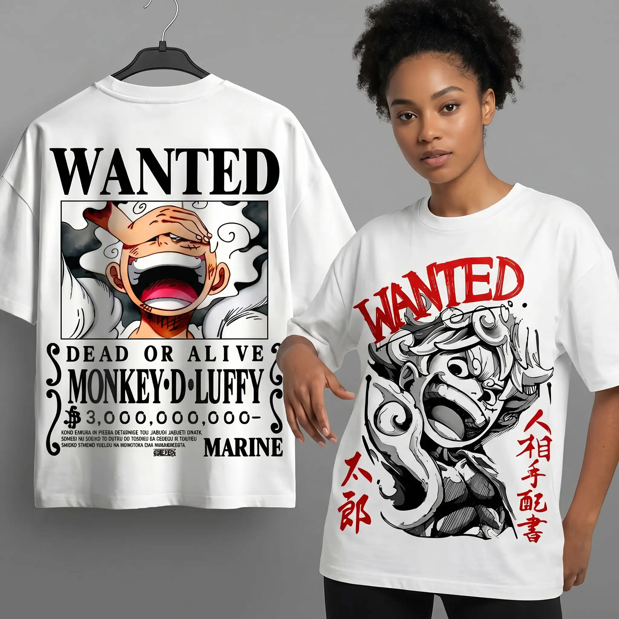Oversized T-shirt One Piece Teshirt Blanc Anime Manga Japan Luffy Fashion Tshirt – Image 6