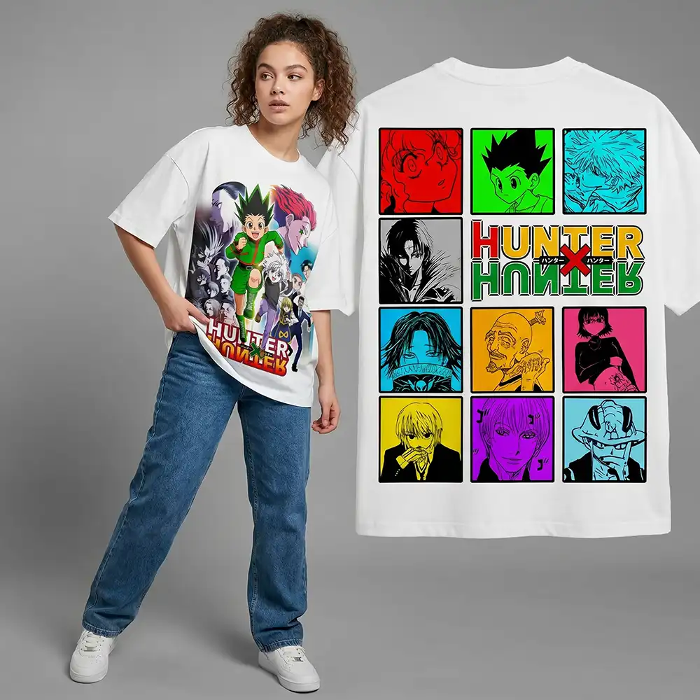Oversized T-shirt Hunter X Hunter Teshirt Blanc Anime Manga Japan Fashion Tshirt – Image 2