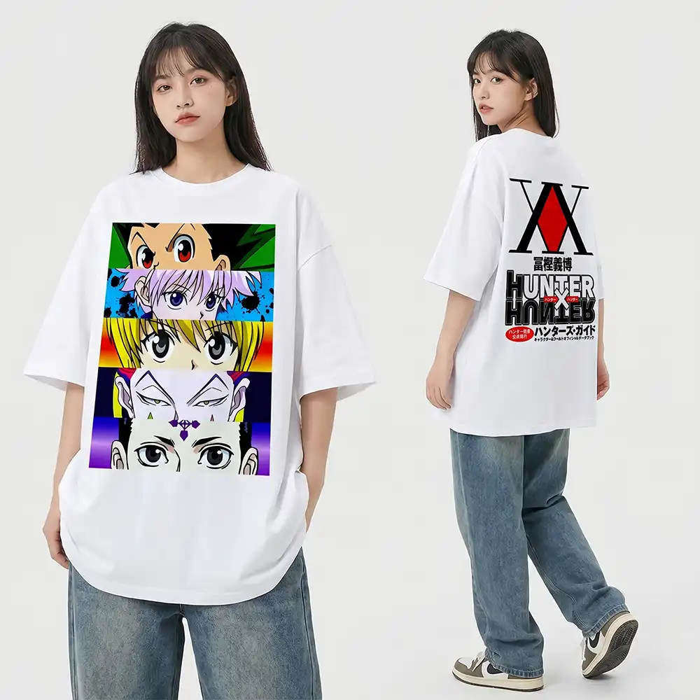 Oversized T-shirt Hunter X Hunter Teshirt Blanc Anime Manga Japan Fashion Tshirt – Image 2