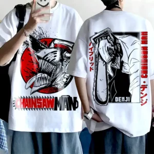 Tshirt Denji Homme & Femme Oversized T-shirt Blanc chainsaw man Teshirt Blanc Anime Manga Japan