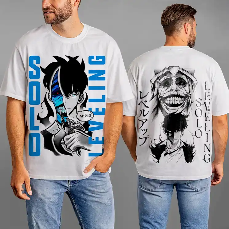 Manhwa Teshirt Blanc Anime Manga Tshirt Oversized T-shirt Blanc Solo Leveling