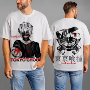 Oversized T-shirt Blanc Teshirt Kaneki Anime Manga Japan Tokyo Ghoul Tshirt Homme & Femme
