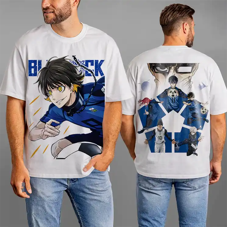 Blue Lock Tshirt Homme & Femme Oversized T-shirt Blanc Teshirt Blanc Anime Manga Japan
