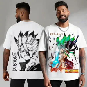 Oversized T-shirt Blanc Teshirt Blanc Anime Manga Japan Dr Stone Tshirt Homme & Femme