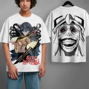 Oversized T-shirt Blanc Solo Leveling Manhwa Teshirt Blanc Anime Manga Tshirt