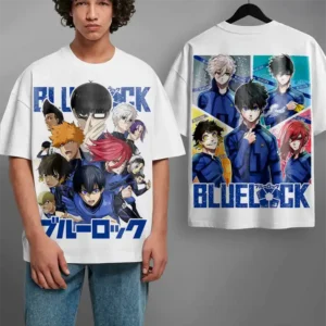 Tshirt Homme & Femme Oversized T-shirt Blanc Blue Lock Teshirt Blanc Anime Manga Japan