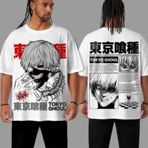 Oversized T-shirt Blanc Teshirt Kaneki Anime Manga Japan Tokyo Ghoul Tshirt Homme & Femme