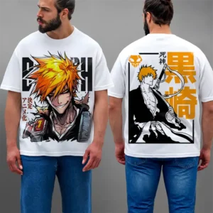 Oversized T-shirt Blanc Teshirt Blanc Anime Manga Japan Bleach Tshirt Homme & Femme