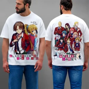 Tshirt Homme & Femme Oversized T-shirt Blanc Classroom of the Elite Teshirt Blanc Anime Manga Japan