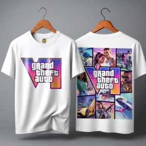 Oversize T-shirt Blanc Teshirt GTA 6 Mode Gaming Tshirt Jeux Video Homme & Femme